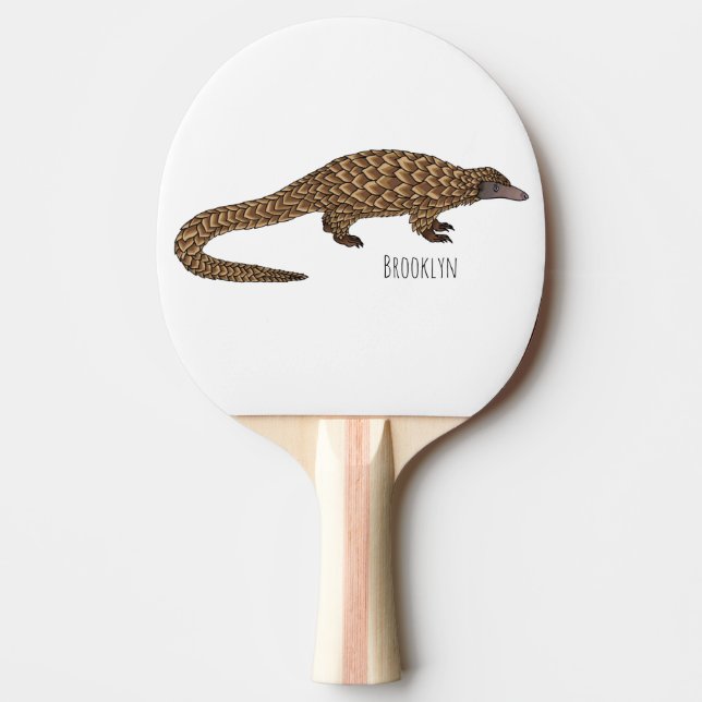 Raquete De Ping Pong Long-tailed pangolin cartoon illustration (Frente)