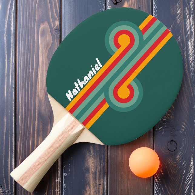 Raquete De Ping Pong Loop de Faixa Verde com Nome (Criador carregado)