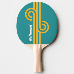 Raquete De Ping Pong Loop de Listra do Nascer do Sol com Nome