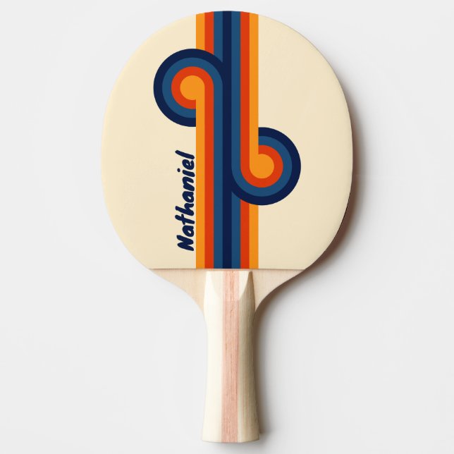 Raquete De Ping Pong Loop do Arco-íris do Deserto Retro com Nome (Frente)