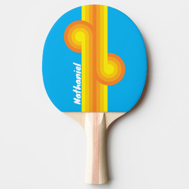 Raquete De Ping Pong Loop Faixa Mar Sol com Nome (Frente)
