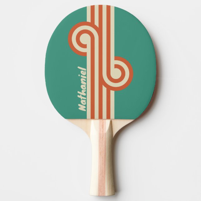 Raquete De Ping Pong Loop Retro Atemporal com Nome (Frente)