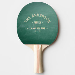 Raquete De Ping Pong Lousa Verde Antiga Nome da Família à Beira-Mar