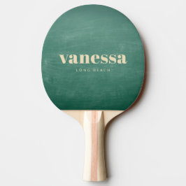 Raquete De Ping Pong Lousa Verde Minimal Clássico Moderno Nome