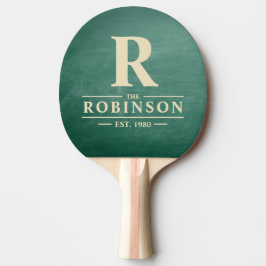 Raquete De Ping Pong Lousa Verde Nome da Família e Inicial