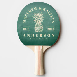 Raquete De Ping Pong Lousa Verde Tropical Casamento Abacaxi