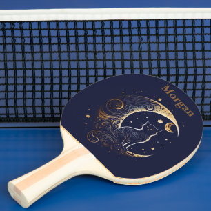 Raquete De Ping Pong Lua Gata Mística - Presente Celestial Personalizad