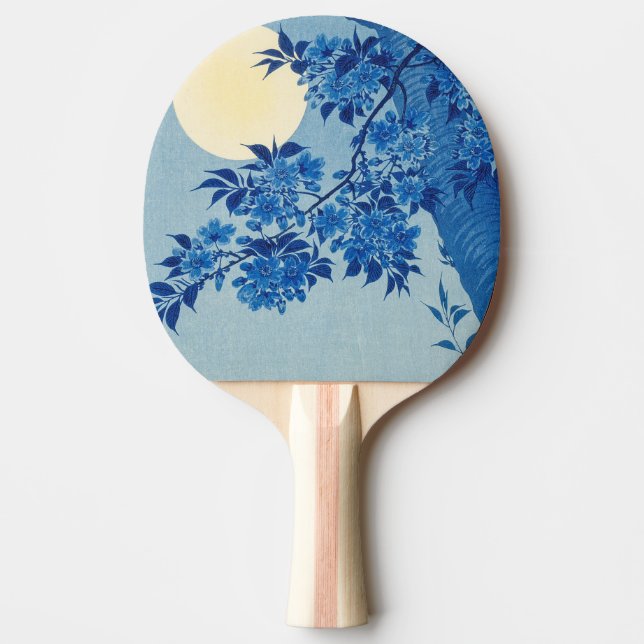 Raquete De Ping Pong Lua Noite Noite de Lua Azul Árvore (Frente)