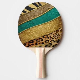 Raquete De Ping Pong Luxury Emerald & Gold Safari Leopard Zebra Glitter