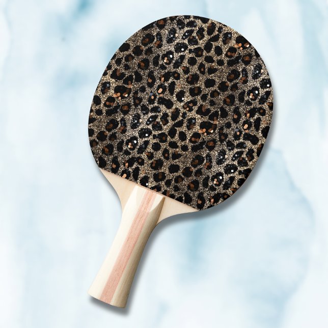 Raquete De Ping Pong Luxury Glitter Brown Black Gold Leopard Pattern (Criador carregado)