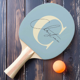 Raquete De Ping Pong Luz Elegante com Monograma Moderno de Meados do Sé