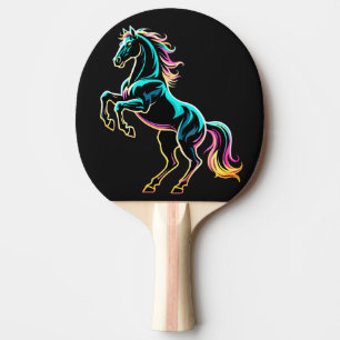 Raquete De Ping Pong Luz Neon de Cavalo Efeito Glitch Estilo Retro