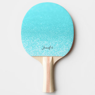 Raquete De Ping Pong Luzes Azuis-Teais de Brilho Personalizadas