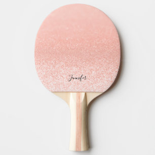 Raquete De Ping Pong Luzes de brilho Douradas do Rosa personalizadas