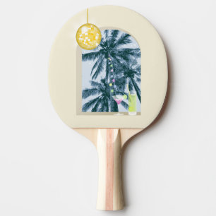 Raquete De Ping Pong Luzes de festa Cocktails Disco Palmas em Amarelo