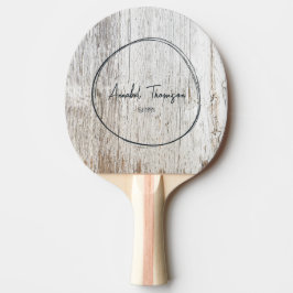 Raquete De Ping Pong Madeira Branca Desgastada Pelo Tempo Nome em Círcu