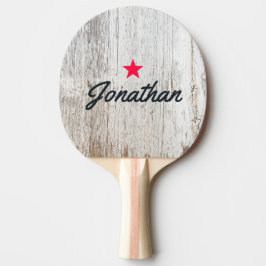 Raquete De Ping Pong Madeira Branqueada Pelo Tempo Assinatura Estrela V