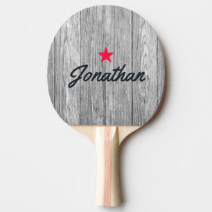 Raquete De Ping Pong Madeira Cinza Escuro Envelhecida Estrela Vintage A