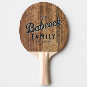 Raquete De Ping Pong Madeira de Cedro Bruta Nome da Família e Ano Retro