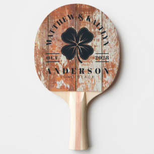 Raquete De Ping Pong Madeira de Celeiro Desgastada Trevo de Quatro Folh