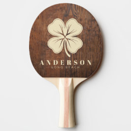 Raquete De Ping Pong Madeira de Noz Escura Trevo de Quatro Folhas com N