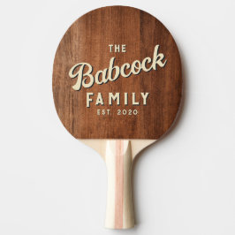 Raquete De Ping Pong Madeira de Noz Rústica Nome da Família e Ano Retro