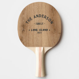 Raquete De Ping Pong Madeira de Teca Clara Nome de Família Vintage à Be