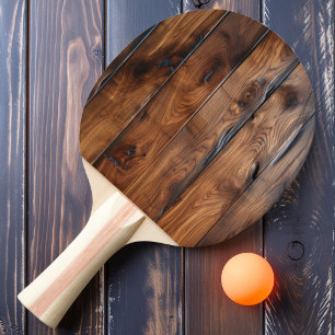Raquete De Ping Pong Madeira Escura Manchada Brilhante
