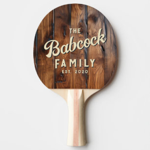 Raquete De Ping Pong Madeira Escura Manchada Brilhante Nome da Família