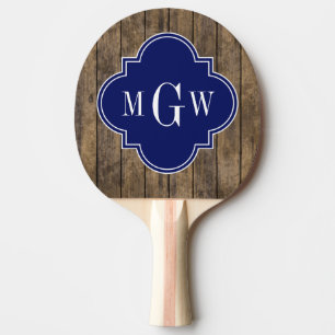 Raquete De Ping Pong Madeira rústica L marinho Quatrefoil 3 M'gram das