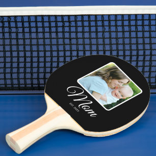 Raquete De Ping Pong Mãe Estabelecida Script Preto 2 Fotos 