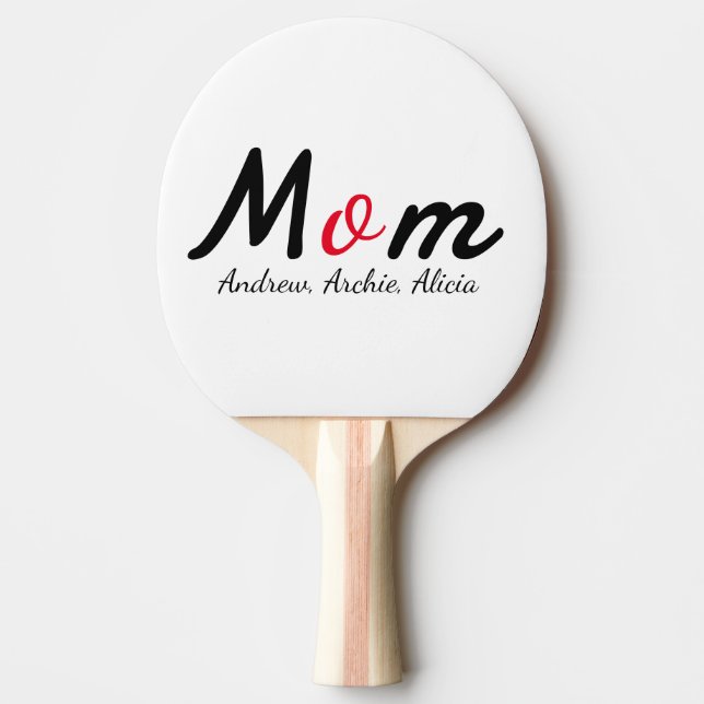 Raquete De Ping Pong mãe mamãe nomes de filhos personalização (Frente)