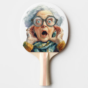 Raquete De Ping Pong Mais velho Engraçado Surpreendido Face Ping Pong P