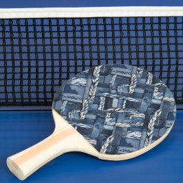 Raquete De Ping Pong Mancha Escura De Denim E Braids