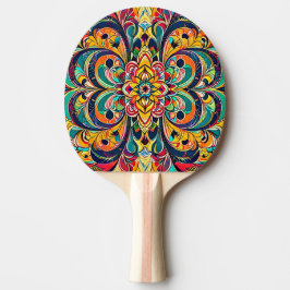 Raquete De Ping Pong Mandala Sinfonia de Cores – Floral Psicodélico Ous
