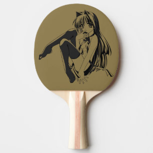 Raquete De Ping Pong Mangá, Gata Neko Garota Felina Kawaii Loli
