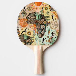 Raquete De Ping Pong Mapa da África Elementos Tribais Padrão Decorativo