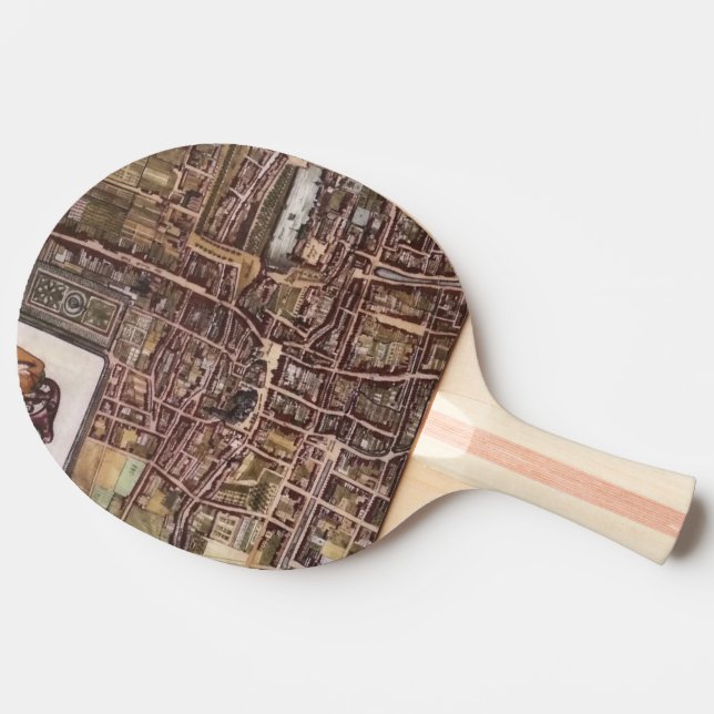 Raquete De Ping Pong Mapa da cidade de réplica de Haia 1649 (Lateral)