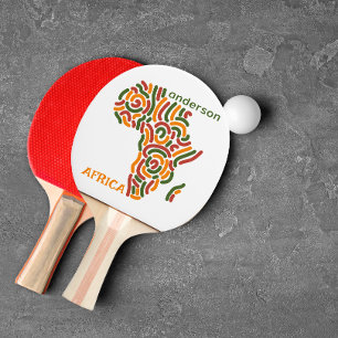 Raquete De Ping Pong Mapa de Sinalizador Pan-Africano do Nome Personali