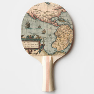 Raquete De Ping Pong Mapa Vintage da América do Norte