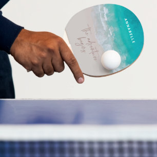Raquete De Ping Pong mar de praia de areia tropical a aventura começa
