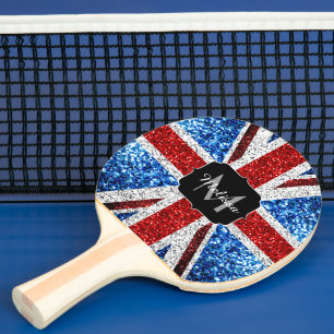 Raquete De Ping Pong Marca do Reino Unido, vermelho, azul, brilho branc