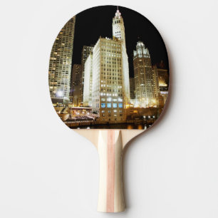 Raquete De Ping Pong Marco famoso de Chicago na noite