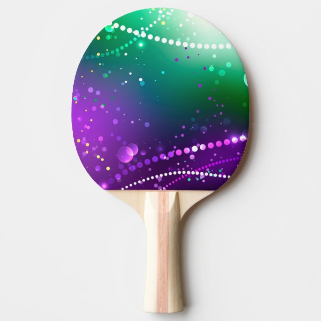 Raquete De Ping Pong Mardi Gras Festivo Purple Background (Frente)