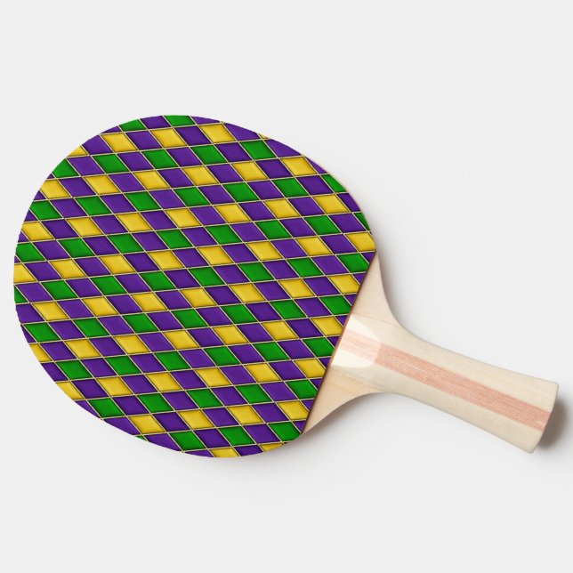 Raquete De Ping Pong Mardi Gras Harlequin Pattern Paddles (Lateral)