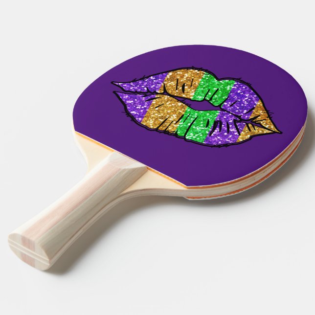 Raquete De Ping Pong Mardi Gras Kiss Ping Pong Paddle (Frente inclinada)