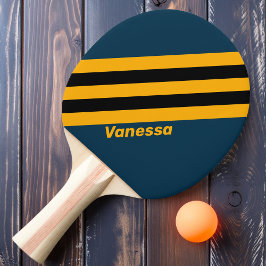 Raquete De Ping Pong Maré Retro Iluminada por Lua  Listras com Nome