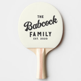 Raquete De Ping Pong Marfim e Preto Quente Retro Nome da Família & Ano