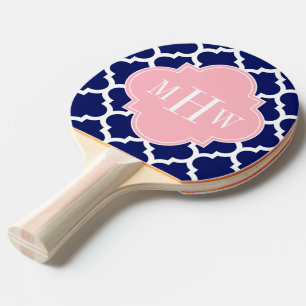 Raquete De Ping Pong Marinho Azul Branco Marrocos #5 Rosa 3 Monograma I