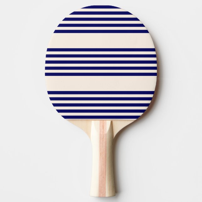 Raquete De Ping Pong Marinho azul e bege cinco faixas (Frente)